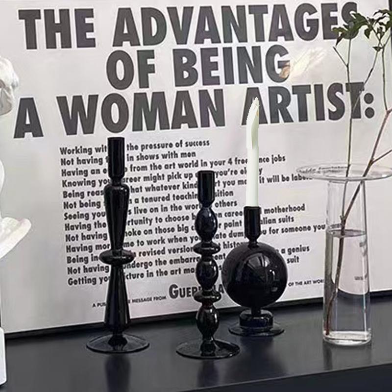 Подсвечники из пузырькового стекла Table Room Черные подсвечники Подсвечник Подсвечник