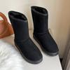 Fashion 2024 Hot Sale Ladies Shoes Mid-Calf Women's Boots Fashion Round Toe Daily Boots Women Winter Short Plush Keep Warm Snow Boots