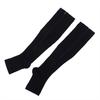 Men Women Knee High Zipper Open Toe Socks Leg Compression Support Stockings