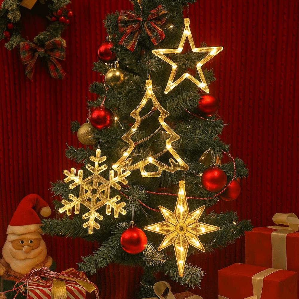 Suction Cup Design Christmas LED Light Snowflake Sucker Lamp Window Ornaments  Xmas Decorations