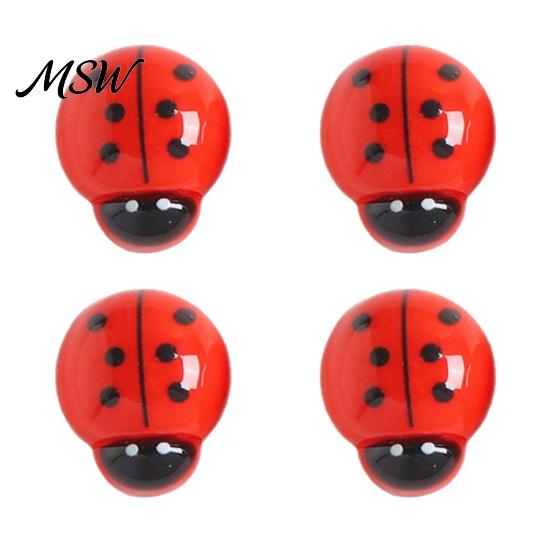 Office Cabinet Decor 4Pcs 3D Ladybug Refrigerator Magnet, Mini Ladybird Resin Fridge Colorful Insect Photo Holder Decorative Memo Note for Kitchen
