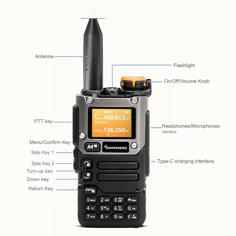 QUANSHENG UV-K6 5 Вт рация переговорное устройство VHF UHF двухдиапазонная двусторонняя радиосвязь AM FM прием NOAA