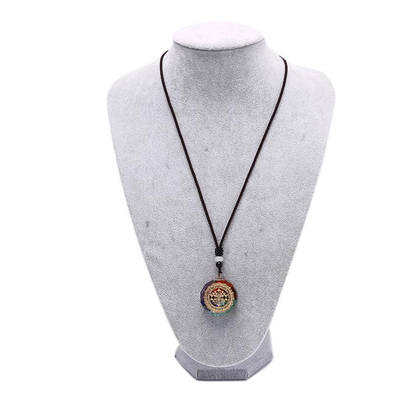 Orgonite Pendant Om Necklace Chakra Healing Energy Meditation Jewelry Handmade
