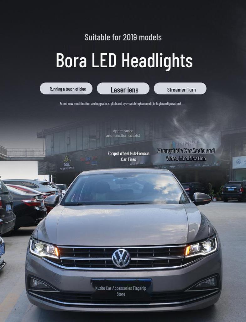 19-21 Bora Headlight Upgrade: Blue LED DRL Bi-Beam Lens Assembly