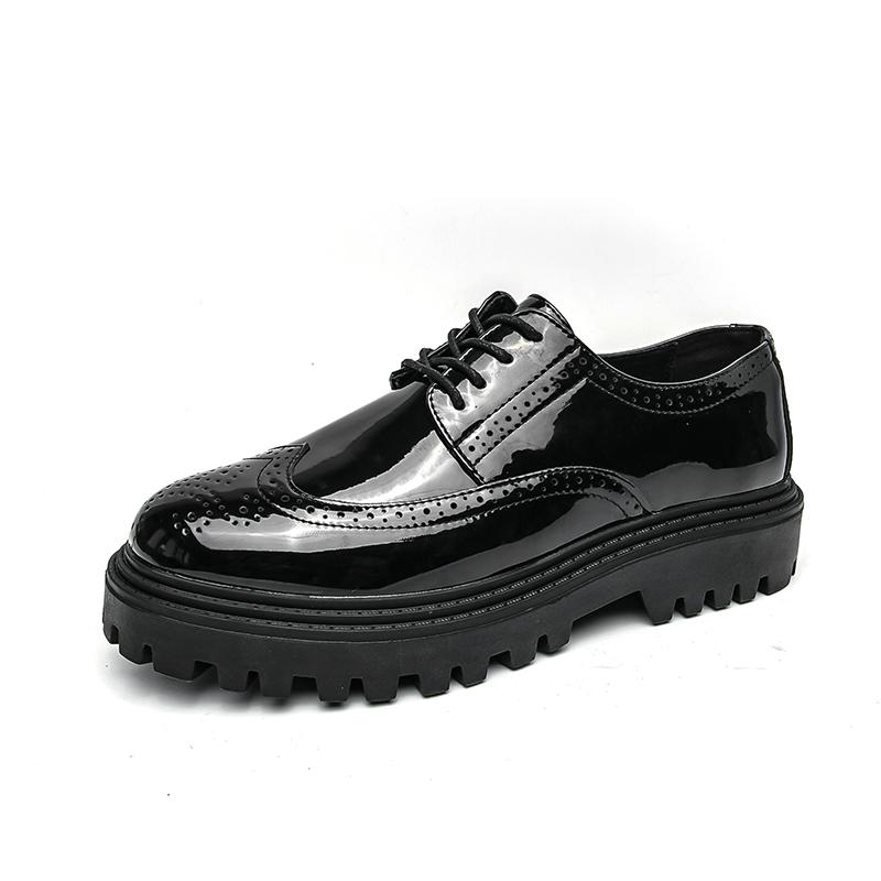 Модная повседневная мужская кожаная обувь классика дизайн в стиле броги Модные вечеринки и улица Черно-белая минималистичная обувь Новинка Хит