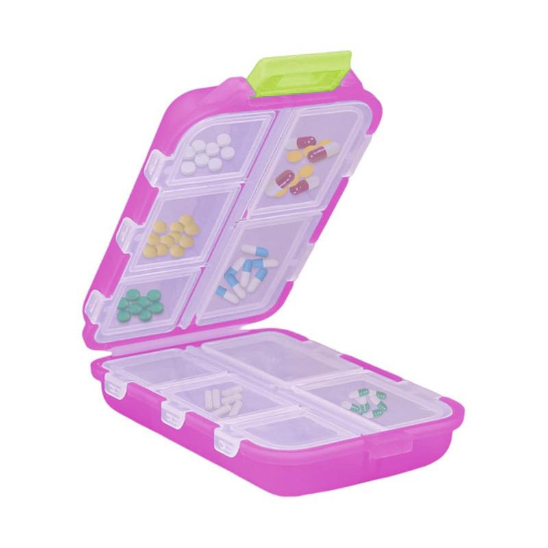 Weekly Travel Small Box Portable Pocket Tablet Organizer Plastic Container Boxs 10-compartment Storage Case