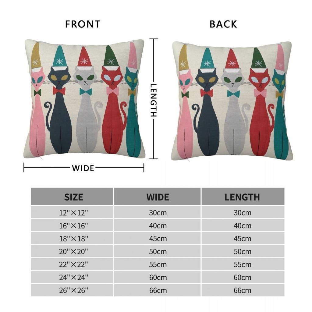Multicolor Kitty Santa Square Pillowcase Polyester Linen Velvet Printed Decorative Throw Pillow Case Sofa Seater Cushion Cover