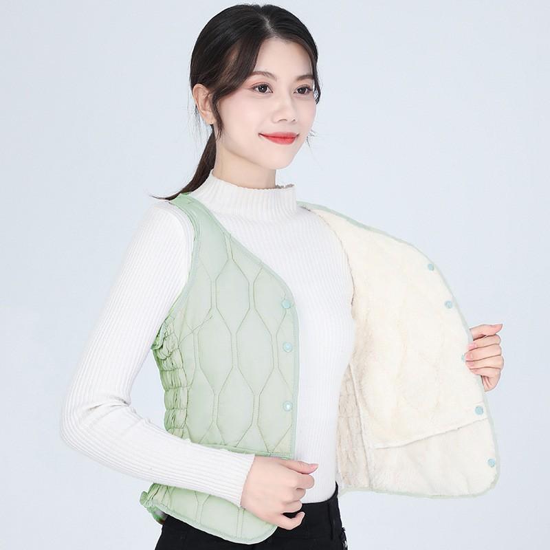 Womens Short Puffer Vest Winter Warm Inner Layer Thickened Cotton Filled Sleeveless Top Office Casual Wear
