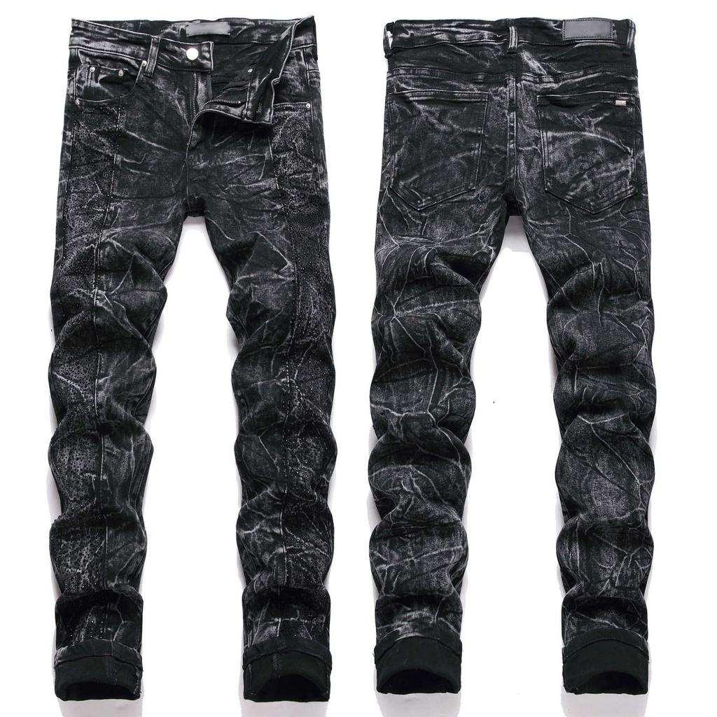 Джинсы Denim Street Youth Trendy Jeans Stretch с вышитыми отверстиями, узкие мужские джинсы