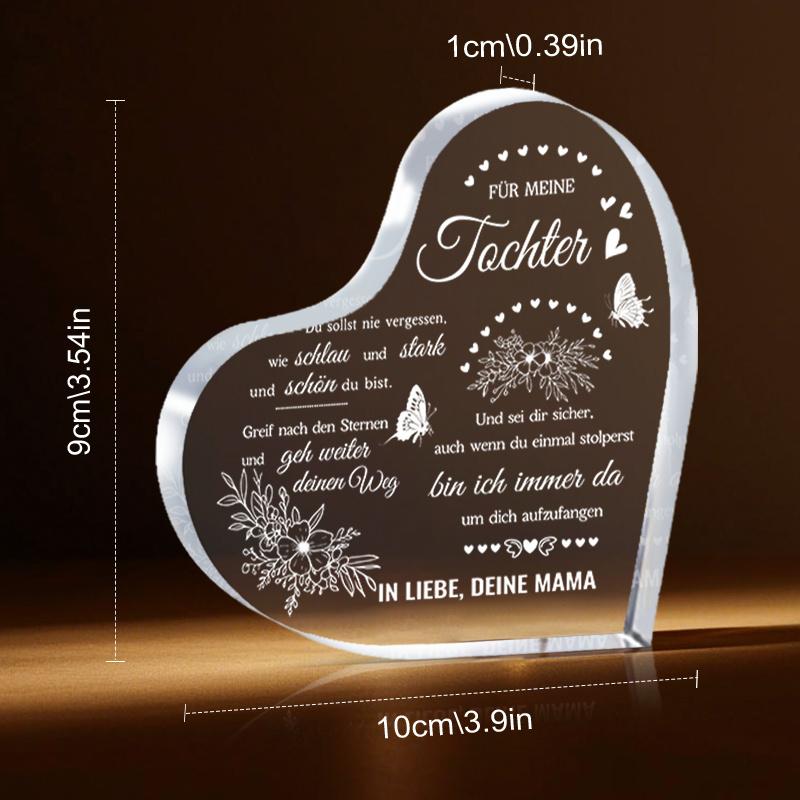 2D Flat, Heart-Shaped Acrylic Desktop Decor Plaque, Floral Design, Home Decor Plaque Hanging Wall Art Decorative Garden Decoration for Room Door Signs