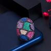 Кольцо CMM Chunky Statement Round Multicolor Cub Zirconia Big для помолвки и свадьбы серебристое регулируемое для женщин