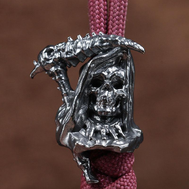 Grim Reaper Skull Brass Knife Beads EDC DIY Paracord Woven Bracelets Lanyard Pendants Accessories Outdoor Tool Hangings Charms
