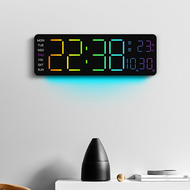 Новые RGB Световые Фантазийные Настенные Часы для Гостиной Светящиеся Цифровые Часы Высококачественные Настенные Многофункциональные Часы 6678R Качество