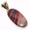 Natural Mookaite Gemstone 925 Sterling Silver TwoTone Gift Pendant 1.81" S3L97