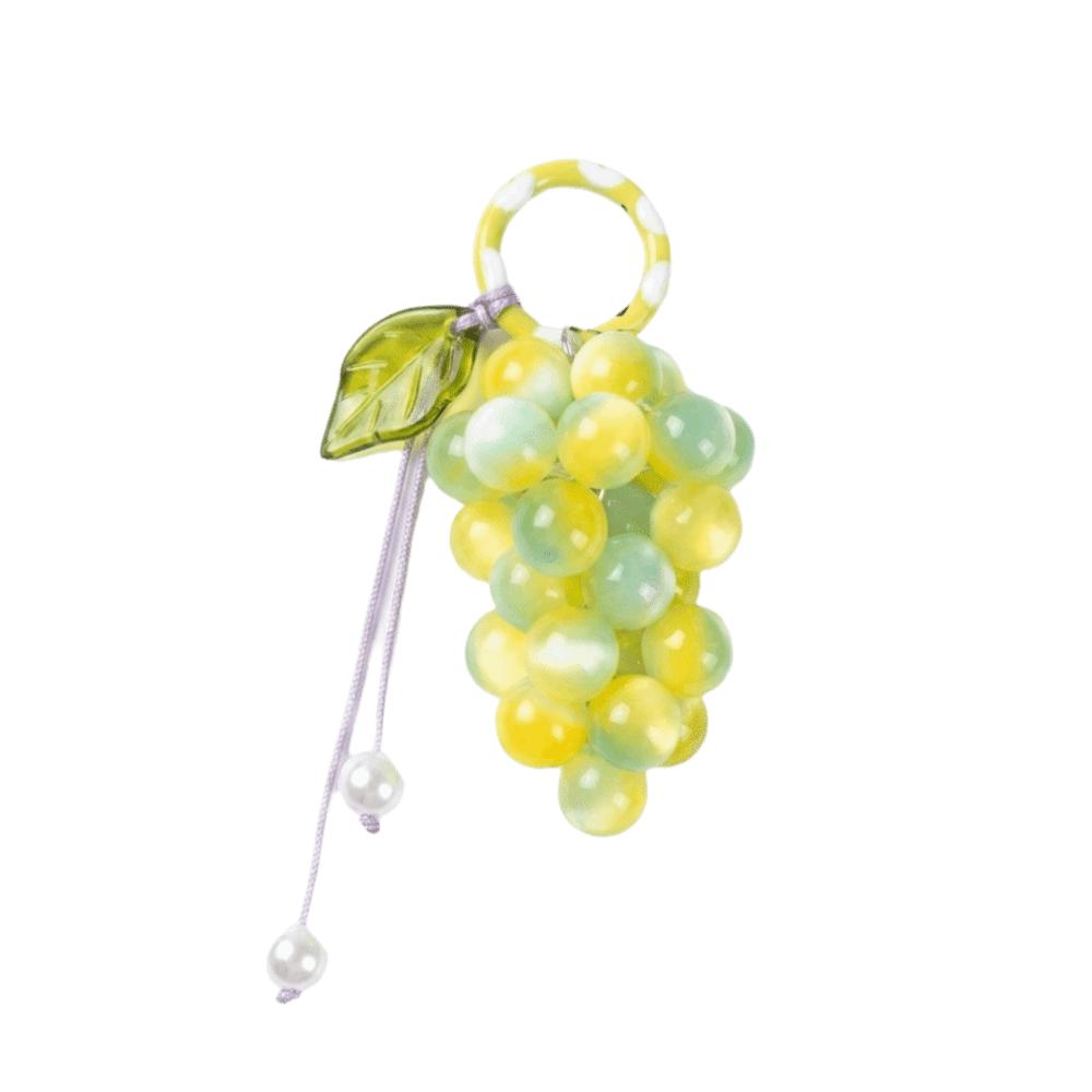 Zinc Zinc Alloy Grape Keychain Pendant Glazed Bag Charm Ancient Style Fruit Keyring Women