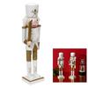 [A3490] - Golden White 'Nutcracker' Wooden Statuette (sword) - 35x10x8cm