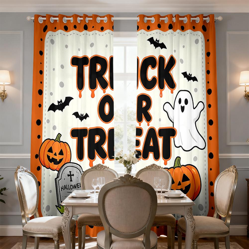 2 шт. Хэллоуин тыква призрак летучая мышь TRICK OR TREAT перфорированные светонепроницаемые шторы гостиная спальня домашний декор