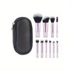 10 Black Mini Makeup Brush Travel Portable Makeup Tool Makeup Puff - Palm Brush Professional Makeup Tool Set