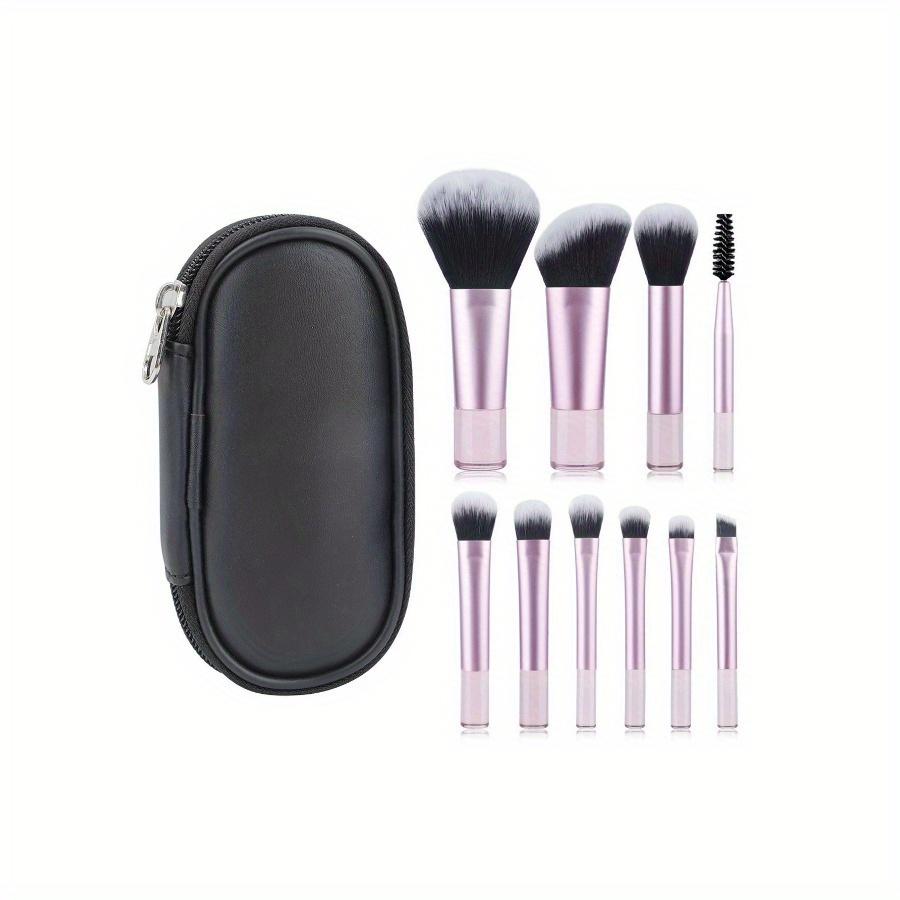 10 Black Mini Makeup Brush Travel Portable Makeup Tool Makeup Puff - Palm Brush Professional Makeup Tool Set