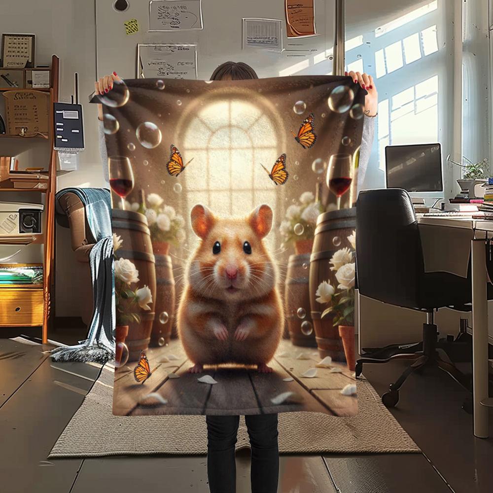 1PC Cute animals Print Flannel Blanket, High quality Comfortable for All Seasons, Home Decor, Warmth and Comfort