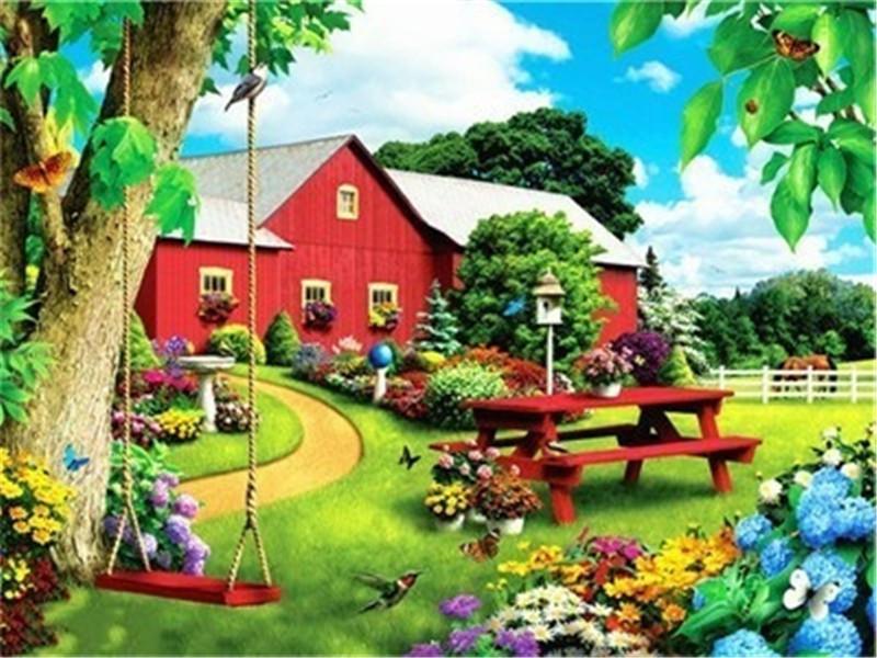 Наборы для алмазной живописи, пейзажные стразы, 5D Алмазная вышивка, вышивка крестом, дом, мозаика, вышивка крестом, ремесло