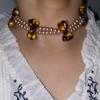 Fashion Queen Mother Pearl Necklace for Women 2025 New Arrival Fancy Light Luxury Minority Maillard Leopard-Print Clavicle Chain