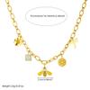 316L Stainless Steel Pearl Inlay Yellow Bee Lotus Sunflower Dragonfly Pendant Necklace Women New Trend Neck Chain Gifts
