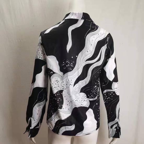 Large Size Single Breasted Temperament Leopard Lapel Blouse