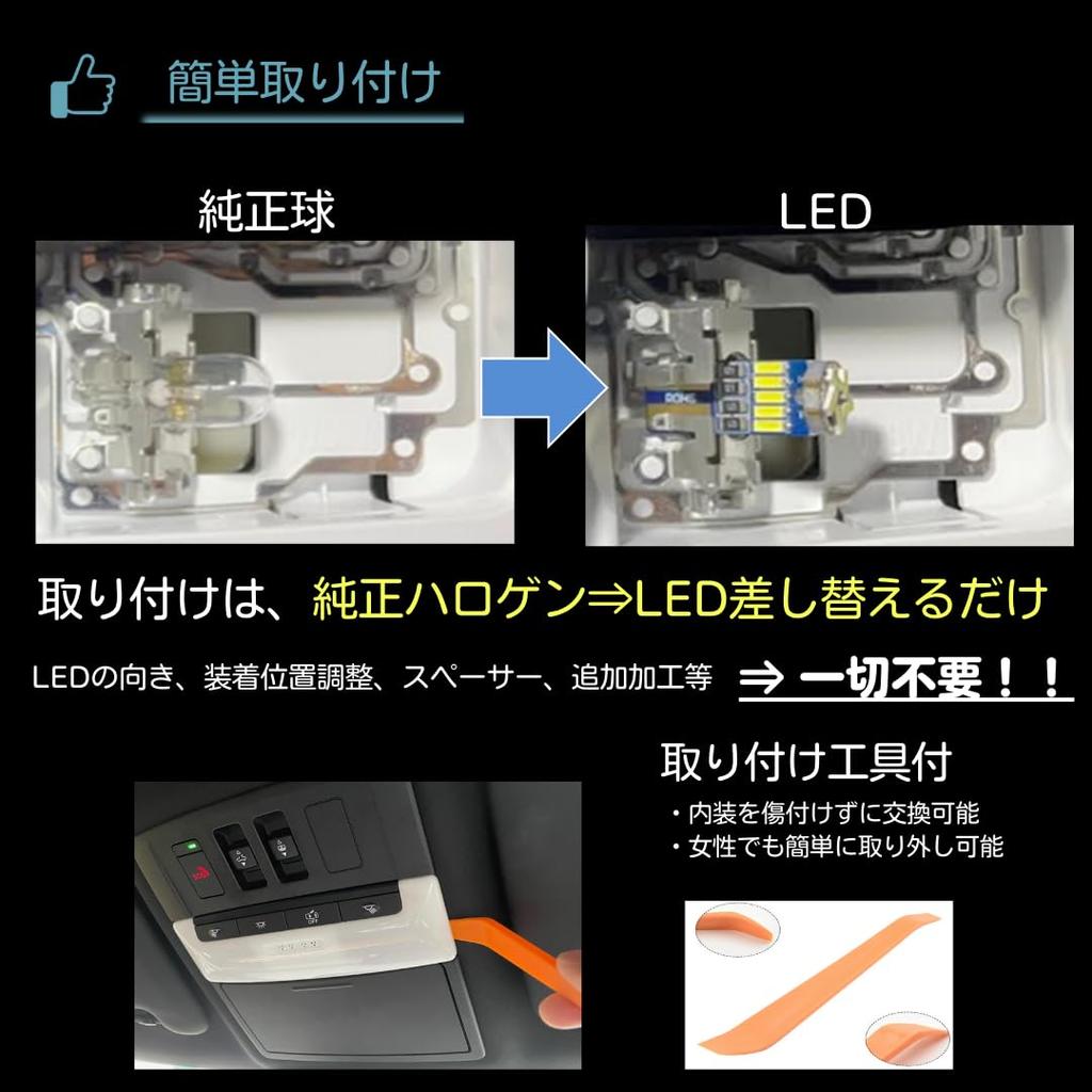 Prius LED Interior Light License Plate Light Set with Installation Compatible with All Toyota 30 Series 40 30/40 Series 8-Piece + Tools. Non-Polar