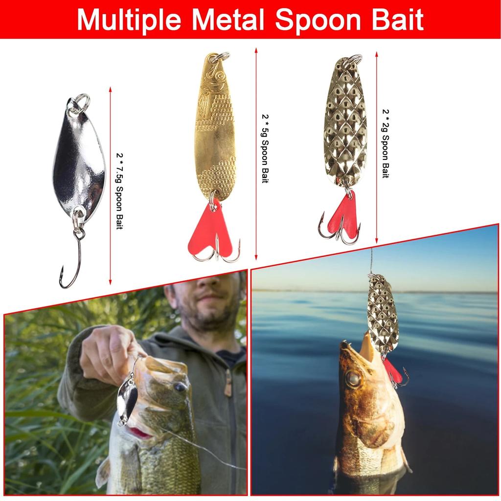 94Pcs Fishing Lures Kit for Bass Trout Salmon Fishing Accessories Tackle Tool Fishing Baits Swivels Hooks
