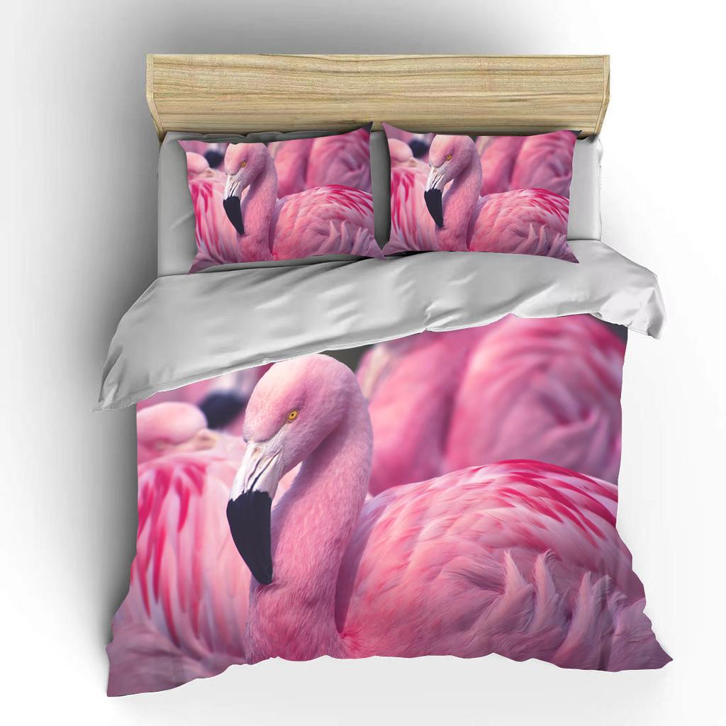 Мультяшный фламинго милый медведь каваи рождественский подарок двуспальный комплект постельного белья из микрофибры или полиэстера с пододеяльником