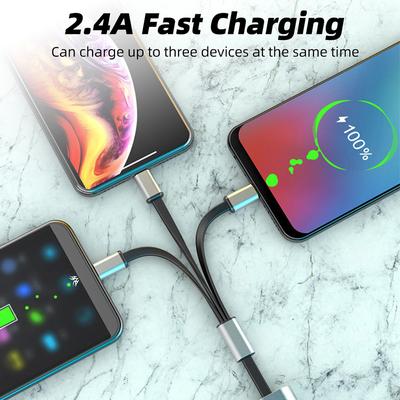 Зарядный кабель USB-Micro USB Type-C 3A 3-в-1, масштабируемый, быстрая зарядка.
