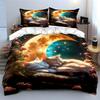 Moonlit Cats on Crescent Bed Bedding Duvet Cover Set  (1*Duvet Cover 2*Pillowcases, without duvet insert)