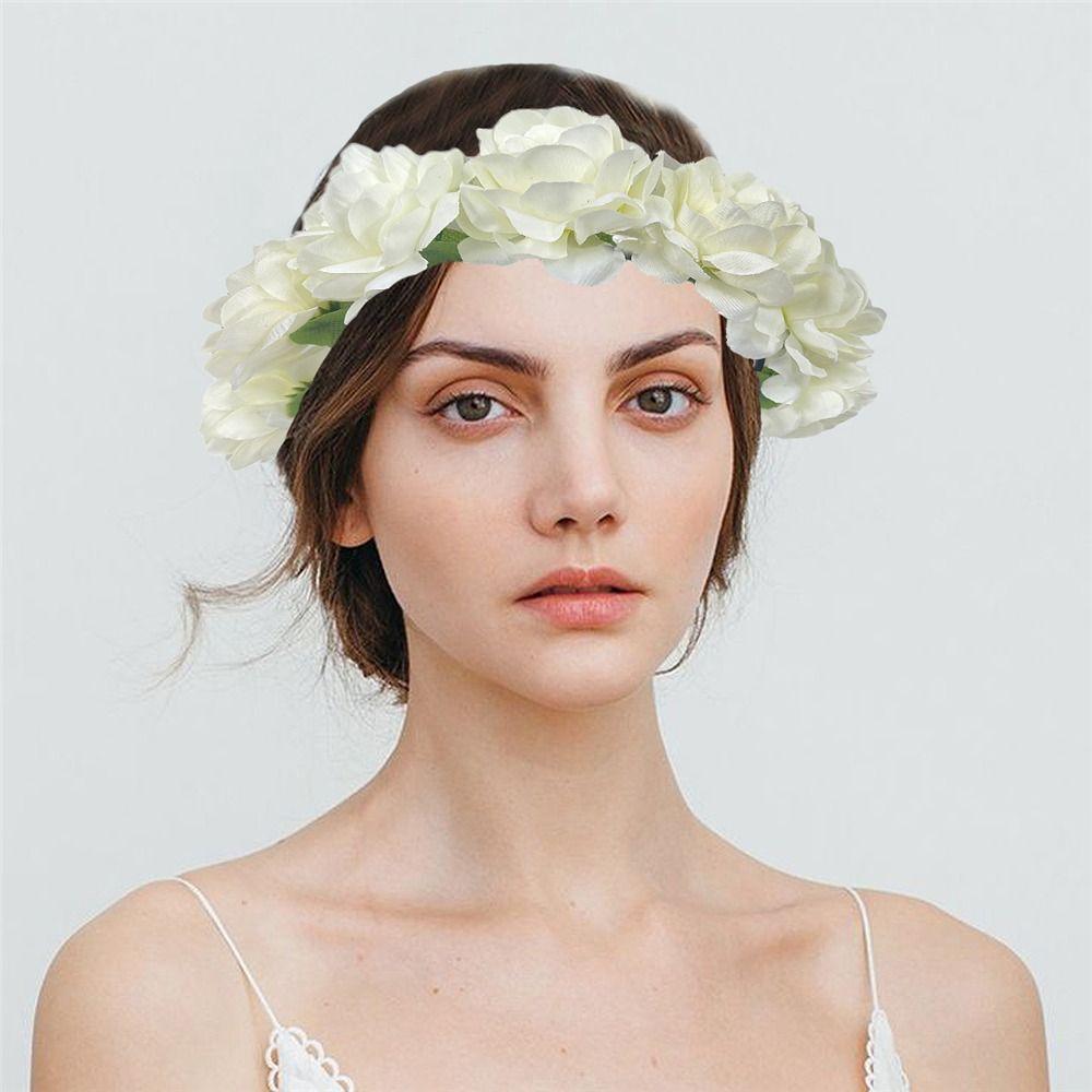 Photo Props Rose Flower Headpiece Wedding Festivals Headwear Floral Crown Hairband  for Women Girls