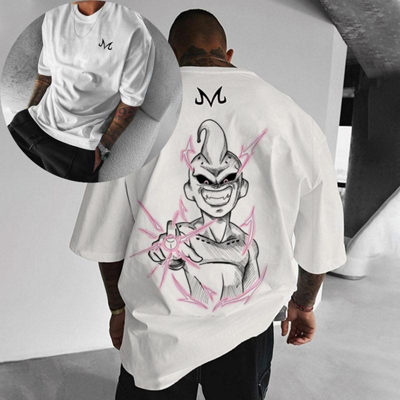 Аниме Dragon Ball Прямая струйная печать Хлопковая футболка с коротким рукавом Мужская Летняя 2026 Новая Свободная Большого размера Верх с коротким рукавом