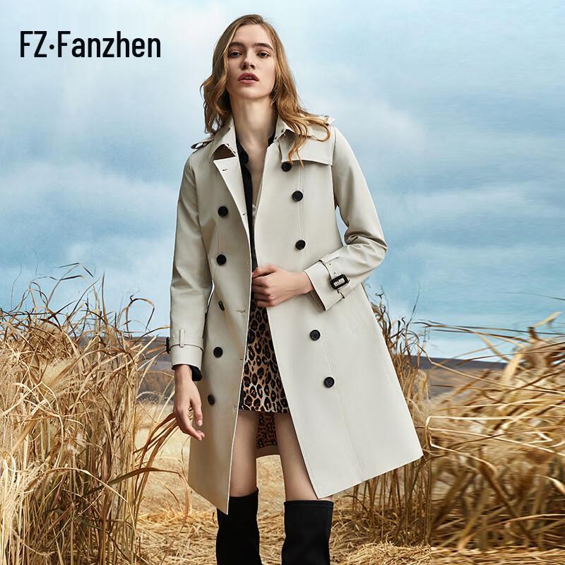 Женский двубортный тренч средней длины Vanzhen