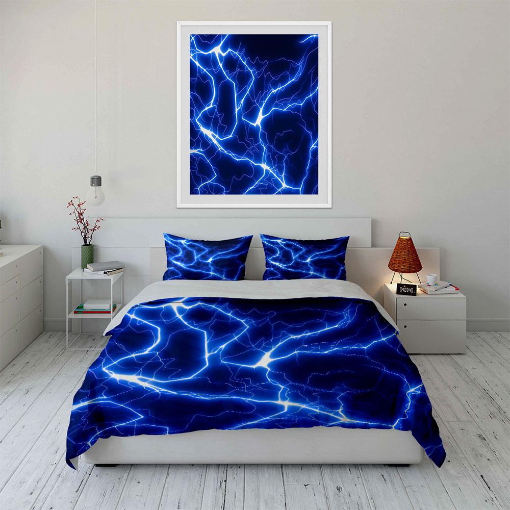 Electric Blue Lightning Bedding Bedding Duvet Cover Set Duvet Cover Pillowcases (1 * Duvet Cover 2 * Pillowcases, without duvet insert)