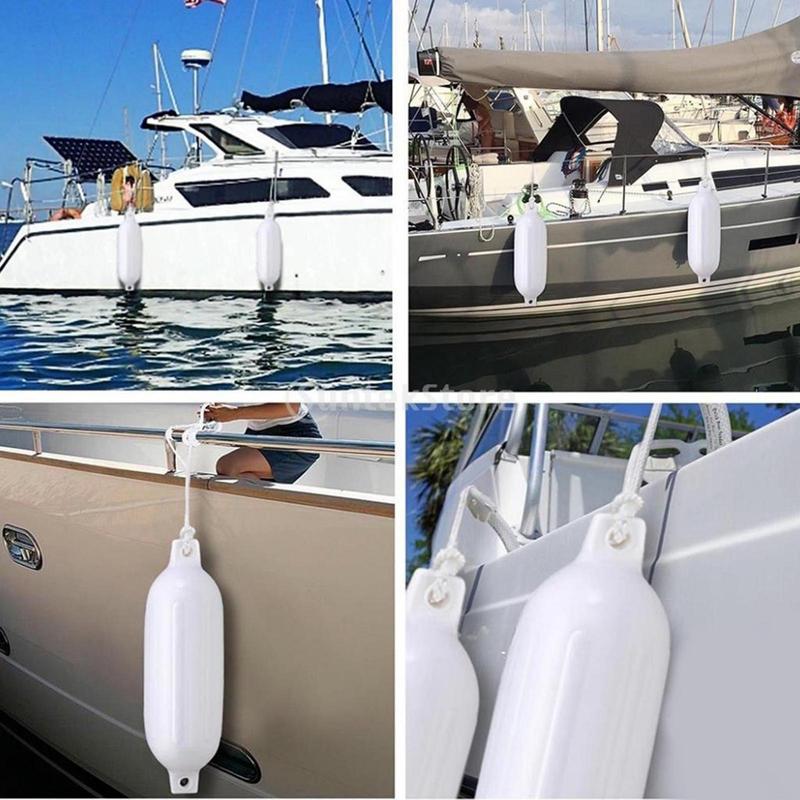 4 Pieces Boat Fenders for Docking 11x40cm with Needles and Air Pump for Boats Sport Sailboats Accessory Boat Bumpers