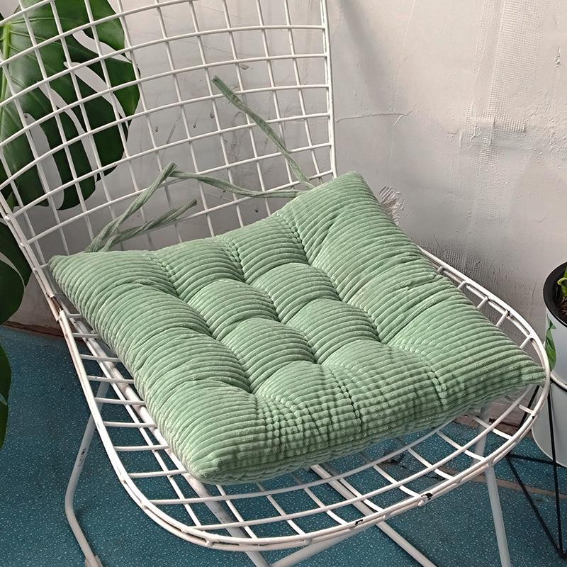 Warm Corduroy Strap Chair Cushion - Solid Color, Comfortable Chair Pad for Autumn and Winter