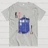 Police Box Sumi-E Cotton Summer Casual Cool Loose T-Shirt