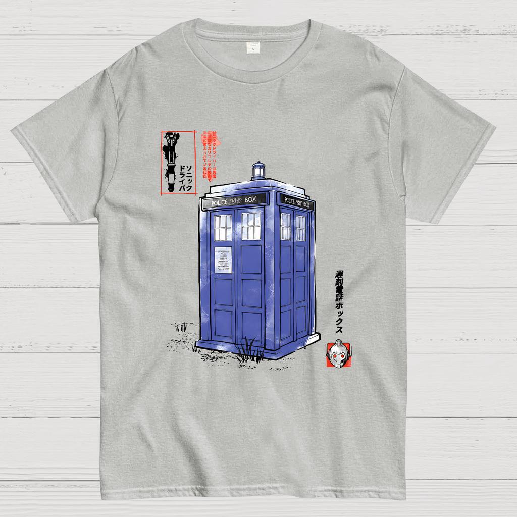 Police Box Sumi-E Cotton Summer Casual Cool Loose T-Shirt