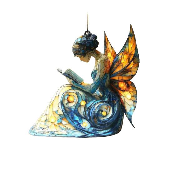 Yousheng Suncatcher Acrylic Stained Glass Effect Butterfly/Dragonfly/Fairy Ornament Window Hanging Decor Holiday Gift for Women Mom Grandma