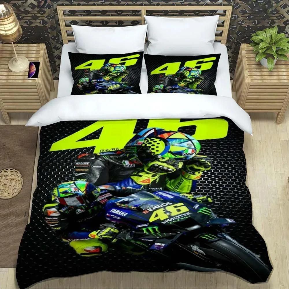 3D Печатный Комплект Постельного Белья VR-46 с Пододеяльником и Наволочками для Мотоциклов, Размер: Полуторный, Двуспальный, Евро, для Детей и Взрослых, Спальни