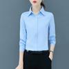 Women Shirt Lapel Long Sleeve Button Placket Shirt Tops Solid Color