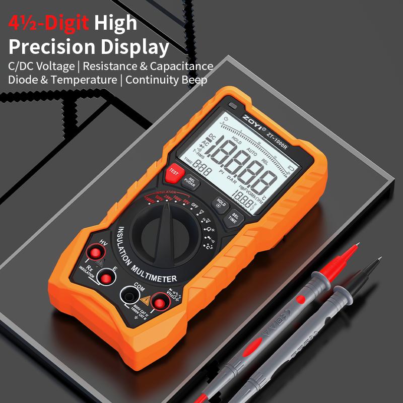ZOYI High Precision Megohmmeter Multimeter 2-in-1 1000R Insulation Tester Electrician 1000V for New Energy Electrical