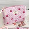 Women Cosmetic Bag Cute Zipper Blue Pink Strawberry Travel Organizer Toiletry Makeup Storage Pouch Handbag Ladies Zipper Bag