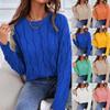 Womens Knitwear Cable Knit Sweater Autumn Round Neck Long Sleeve Pullover Tops Ladies Winter Casual Loose Jumper