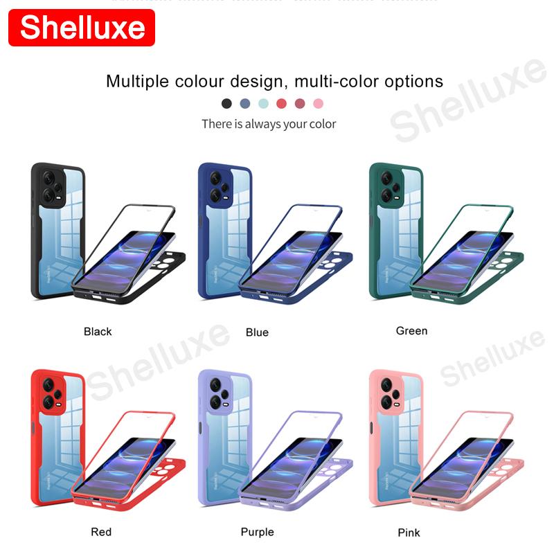 Прозрачный чехол Shelluxe 360 на весь корпус спереди и сзади для Xiaomi Redmi Note 12 13 Pro Plus + Note12 Note13 5G, силиконовая двухсторонняя крышка