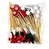 50Pcs Disposable Christmas Bamboo Sticks Creative Santa Claus Xmas Tree Decor Fruit Toothpicks for Cake Dessert Salad Party