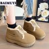 Fur Flats Platform Women Snow Ankle Boots Warm Shoes 2025 Trend Casual Walking Hiking Sneakers Winter Short Plush Mujer Botas